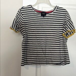 W5 Navy and White Striped Top with Red Trim